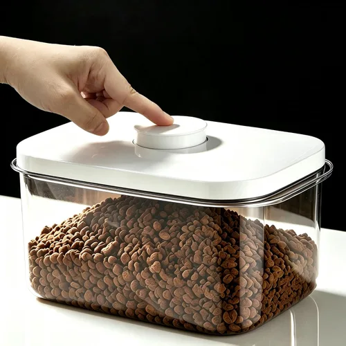 Vista 7 de LivLab Mker Contenedor de almacenamiento de comida para perros, contenedor hermético de 25 libras para alimentos para mascotas con taza medidora