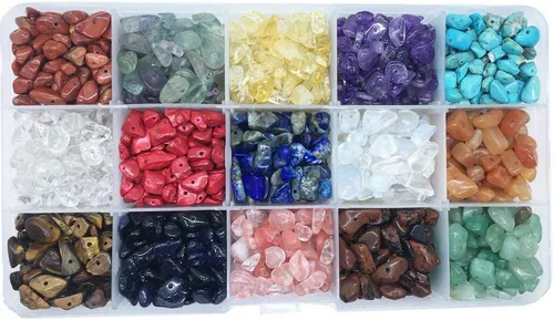 Vista 8 de Cuentas de piedras preciosas naturales de forma irregular, chips de piedra de cristal, energía curativa para la fabricación de joyas (15-1)