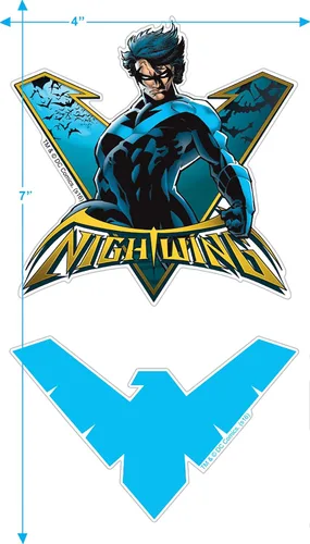 Vista 3 de Popfunk Sudadera clásica con capucha y calcomanías con logotipo de Nightwing
