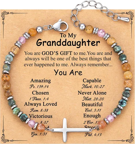 Vista 29 de TONY & SANDY Pulsera de cruz cristiana para mujer, regalo de San Valentín para ella, regalo de confirmación de bautismo, Pascua, regalo único