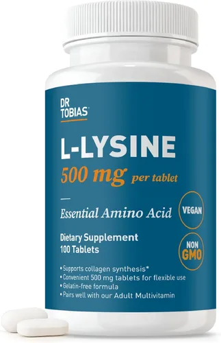 Vista 2 de Dr. Tobias L‑Lysine - Tabletas de 500 mg + curcumina de cúrcuma de 1500 mg con BioPerine (120 cápsulas veganas) – Apoyo de aminoácidos esenciales