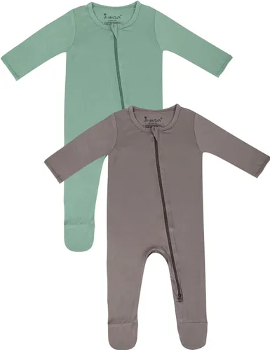 Vista 19 de Jimonda Pijama de bambú para bebé, unisex, para niños y niñas, de una pieza, manga larga, cierre de cremallera de 2 vías, mameluco