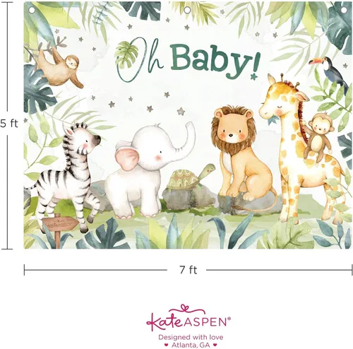 Vista 6 de Kate Aspen Decoraciones de safari para baby shower, telón de fondo de fotos/accesorio de fotos/cabina de fotos, decoración de guardería