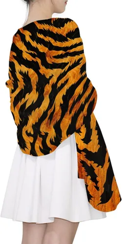 Vista 4 de Bufanda de seda para mujer, diseño retro de tigre, ligera, cuello largo, bufanda suave a la moda, chal para damas, niñas y hombres