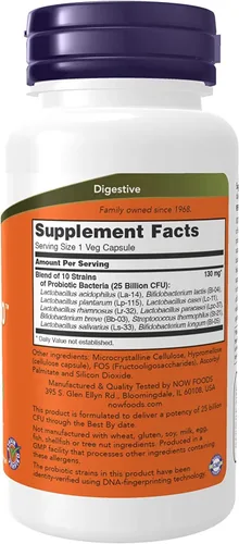 Vista 2 de NOW Foods Probiotic-10 25 mil millones, 100 unidades (paquete de 3)