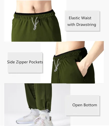 Vista 4 de Pantalones deportivos para hombre con bolsillos con cremallera, pantalones deportivos ligeros, pantalones de entrenamiento holgados atléticos