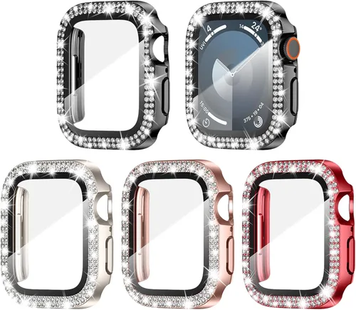 Vista 12 de Goton Paquete de 4 Fundas con Diamantes de Imitación para Apple Watch, Protector de 38mm para Series 3/2/1, Funda con Diamantes de Imitación
