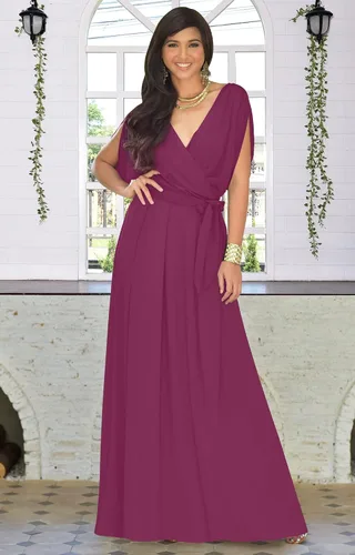 Vista 4 de KOH KOH - Vestido formal de manga corta para cóctel suelto cuello en V