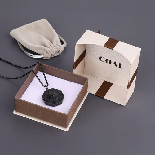 Vista 6 de COAI - Collar con colgante de ocho diagramas de obsidiana