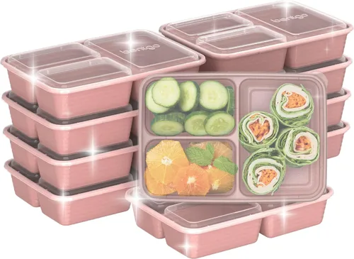 Vista 12 de Bentgo Prep - 20 piezas de contenedores reutilizables de 3 compartimentos para preparar comidas con tapas, materiales libres de PFAS y BPA