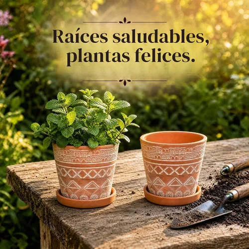Vista 7 de Cedilis Paquete de 2 macetas de terracota de 5 pulgadas con platillos