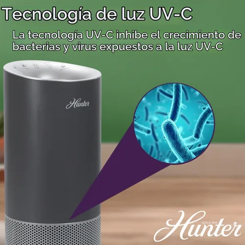 Vista 2 de Hunter HP450UV - Purificadores de aire redondos para el hogar, torre purificadora de aire True HEPA para mascotas, olores, alérgenos, humo, polvo