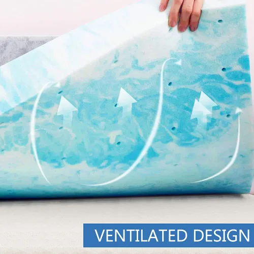 Vista 3 de Cubrecolchón de espuma viscoelástica de gel de 2 pulgadas para cama de tamaño individual Balanced Comfort, Pressure Relief, Ventilated Breathable