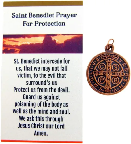 Vista 2 de Westmon Works Set de regalo de protección contra el mal de San Benito con medalla y tarjeta de oración sagrada