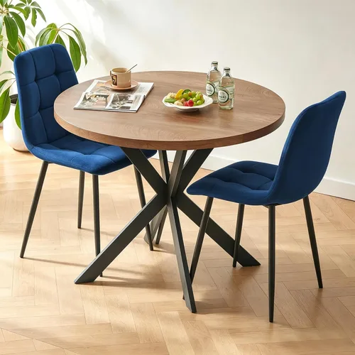 Vista 16 de Homedot Juego de mesa de comedor para 2, mesa de cocina de 3 piezas, juego de sillas de comedor redondas y negras para espacios pequeños, juego