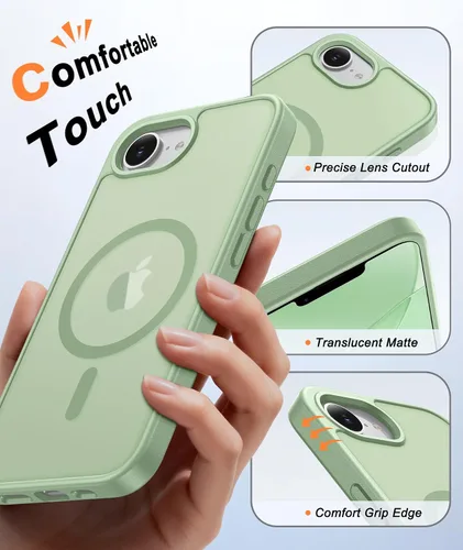 Vista 738 de FNTCASE Funda para iPhone 17 Pro: Fundas delgadas translúcidas de color azul claro compatibles con MagSafe, protección completa de la cámara