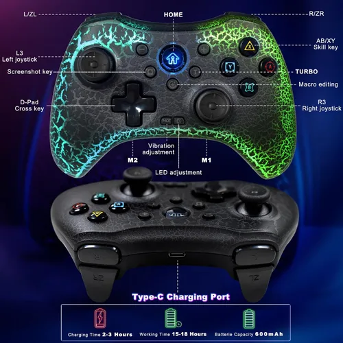 Vista 8 de Koiiko Wireless Game Controller Cracked Gamepad for iOS Android PC NS Switch PS4 PS3 Steam Deck Works with iPhone 151413X, iPad, Samsung, Call of