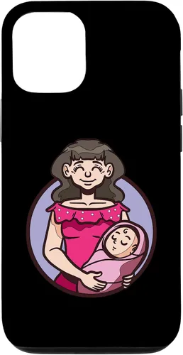 Vista 25 de iPhone XR dibujos animados madre sosteniendo bebé ilustración para niños caso
