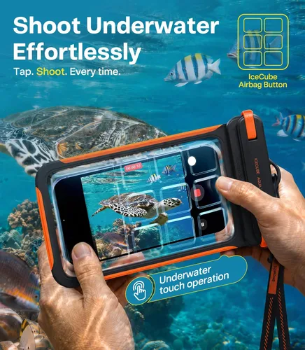 Vista 3 de TORRAS IPX8 impermeable teléfono bolsa flotante, pantalla táctil Funda impermeable para teléfono con cordón, bolsa seca universal, se adapta a