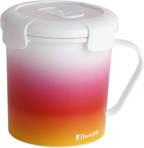 Vista 6 de French Bull Taza de sopa de 23 onzas con asa y tapa ventilada, almacenamiento de alimentos, agarre fresco, a prueba de fugas, apto para lavavajillas
