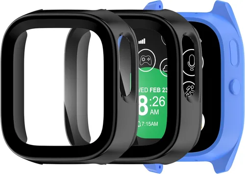 Vista 13 de Paquete de 2 fundas compatibles con Verizon Gizmo Watch 3, protector de pantalla de policarbonato duro de policarbonato integrado, protector