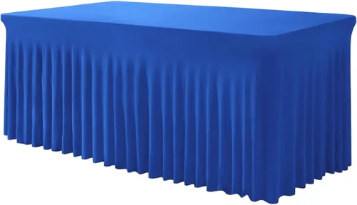 Vista 20 de TC27 - Mantel rectangular ajustable de elastano de 4 pies con falda plisada, sin arrugas, mantel rectangular para fiestas, bodas, banquetes