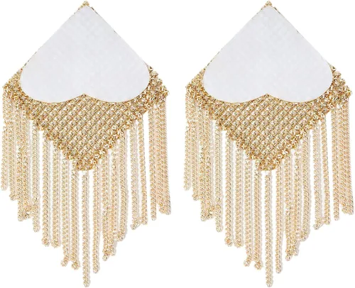 Vista 3 de MINGSEECESS Sujetador reutilizable de silicona de metal dorado para mujer, diseño de pétalos de pecho, autoadhesivos con borla