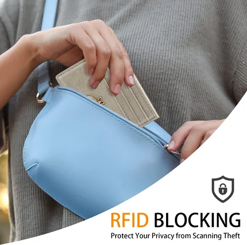 Vista 42 de SEAVILIA Tarjetero llavero cartera para mujer con ventana de identificación RFID monedero regalo abeja delgada minimalista pequeña cartera