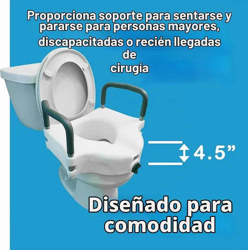 Vista 5 de ProBasics E-Z Lock - Asiento de inodoro elevado con asas, elevador de asiento de inodoro de 4.5 pulgadas con brazos, se adapta a la mayoría
