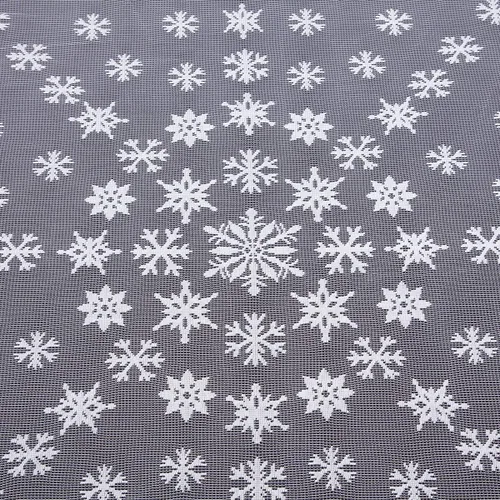 Vista 3 de Rockcloud Mantel de encaje de poliéster de 82 x 59 pulgadas, mantel rectangular vintage de alce de copo de nieve blanco para fiestas de Navidad