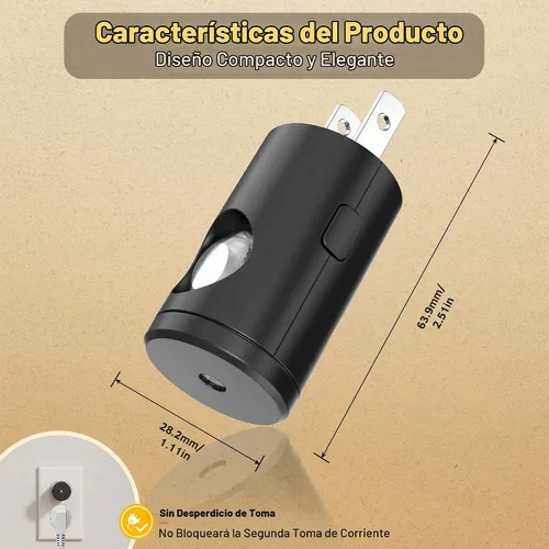 Vista 5 de JandCase Luces nocturnas que se enchufan a la pared, paquete de 12 mini Negro