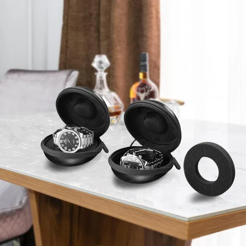 Vista 7 de ProCase Paquete organizador de caja de reloj de 12 ranuras con funda de reloj de viaje