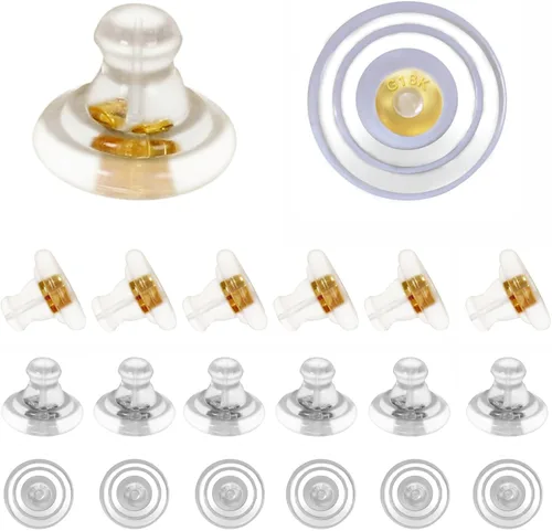 Vista 10 de 290 piezas de aretes de silicona para tachuelas, parte trasera de aretes de cubierta completa, 6 estilos de aretes de goma hipoalergénica 6 estilos