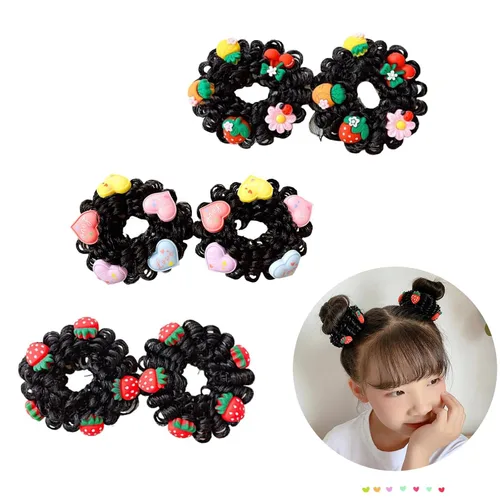 Vista 4 de 3 pares de moños en forma de dona para cabello grueso de niñas: moños de ballet y accesorios para pelucas