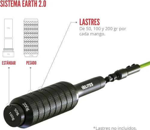 Vista 5 de Velites - Cuerda de saltar Earth 2.0 - Cuerda oficial de juegos CrossFit - Cuerda de velocidad profesional de aluminio para doble bajo, fitness