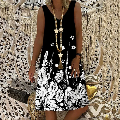 Vista 2 de SHOPESSA Dresses for Women 2023 Party Club Plus Size Lounge Sling Dress Swing Tunic Dress Travel Clothes Women Summer
