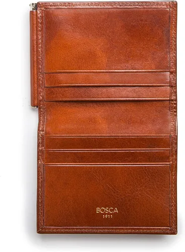 Vista 5 de Bosca Clip de cuero para hombre con bolsillo, Ámbar, Colección Old Leather - Clip para dinero con bolsillo