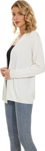 Vista 3 de Satuun Cárdigan ligero de manga larga con frente abierto para mujer, transpirable, suave, drapeado