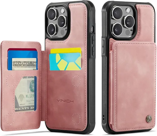 Vista 30 de Vinich for iPhone XR Wallet Case with Card Holder, Black RFID Blocking Credit Slots, Kickstand, Shockproof Flip Phone Cover, PU Leather, Double
