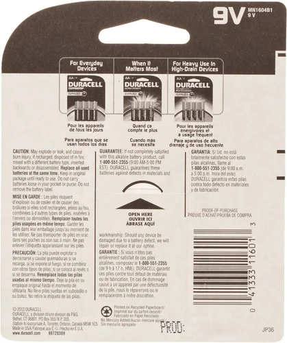 Vista 2 de Duracell Batería alcalina de 9 V, 1 unidad