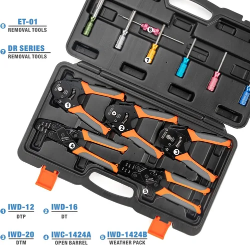 Vista 8 de iCrimp Deutsch - Kit de herramientas de crimpado de terminales de cierre y barril abierto, herramienta de extracción de Deutsch para conectores