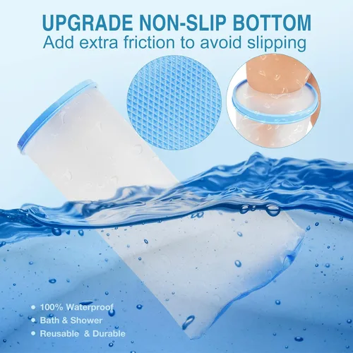 Vista 2 de Funda impermeable extra ancha para adultos de ducha, cubierta de ducha extra grande de media pierna con parte inferior antideslizante, protector