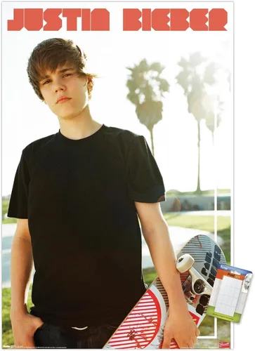 Vista 13 de Trends International Justin Bieber - Póster de pared de monopatín, 14.725 x 22.375 pulgadas, versión enmarcada de madera de granero
