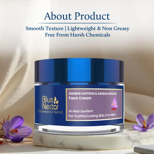 Vista 6 de Blue Nectar Crema facial humectante, crema antienvejecimiento ayurvédica antiarrugas para piel envejecida, mezcla antigua de azafrán y cúrcuma