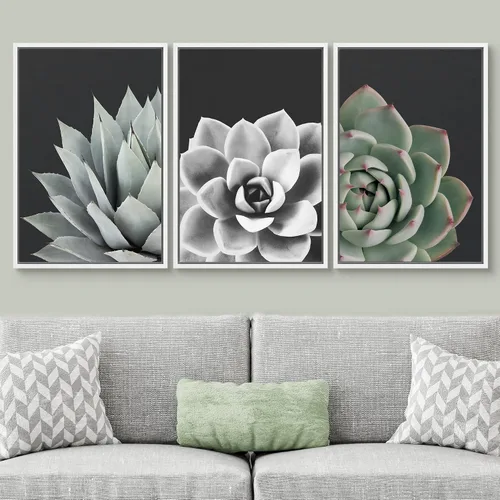 Vista 117 de SIGNWIN Lienzo enmarcado para pared, juego de arte pastel con cadena montañosa, bosque, niebla, naturaleza silvestre, ilustraciones modernas, arte