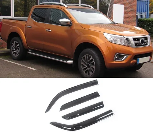 Vista 2 de Compatible con N-issan Navara D40 NP300 2004-2020 deflectores de viento para ventana lateral automática, viseras negras de protección contra la Para