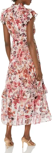 Vista 5 de Maggy London Vestido largo de manga raglán con volantes en capas para mujer
