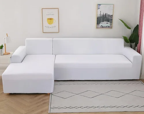 Vista 6 de ele ELEOPTION - 2 piezas de fundas de sofá seccional de 3 plazas para sofás con cojines, funda elástica en forma de L para sala de estar, funda