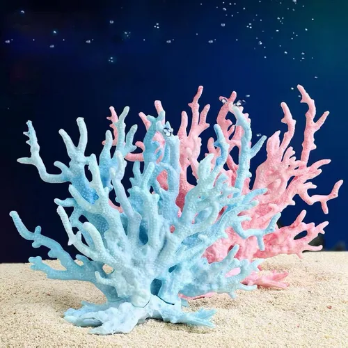 Vista 7 de Besimple Adorno artificial de coral para acuario de plástico, plantas para pecera, decoración para paisaje de acuario (6.7 x 5.5 x 1.6 pulgadas)