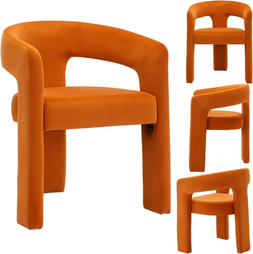 Vista 21 de Silla moderna de comedor en barril, silla de cocina acentuada tapizada en cuero sintético con brazos, silla lateral cómoda para sala de blanco